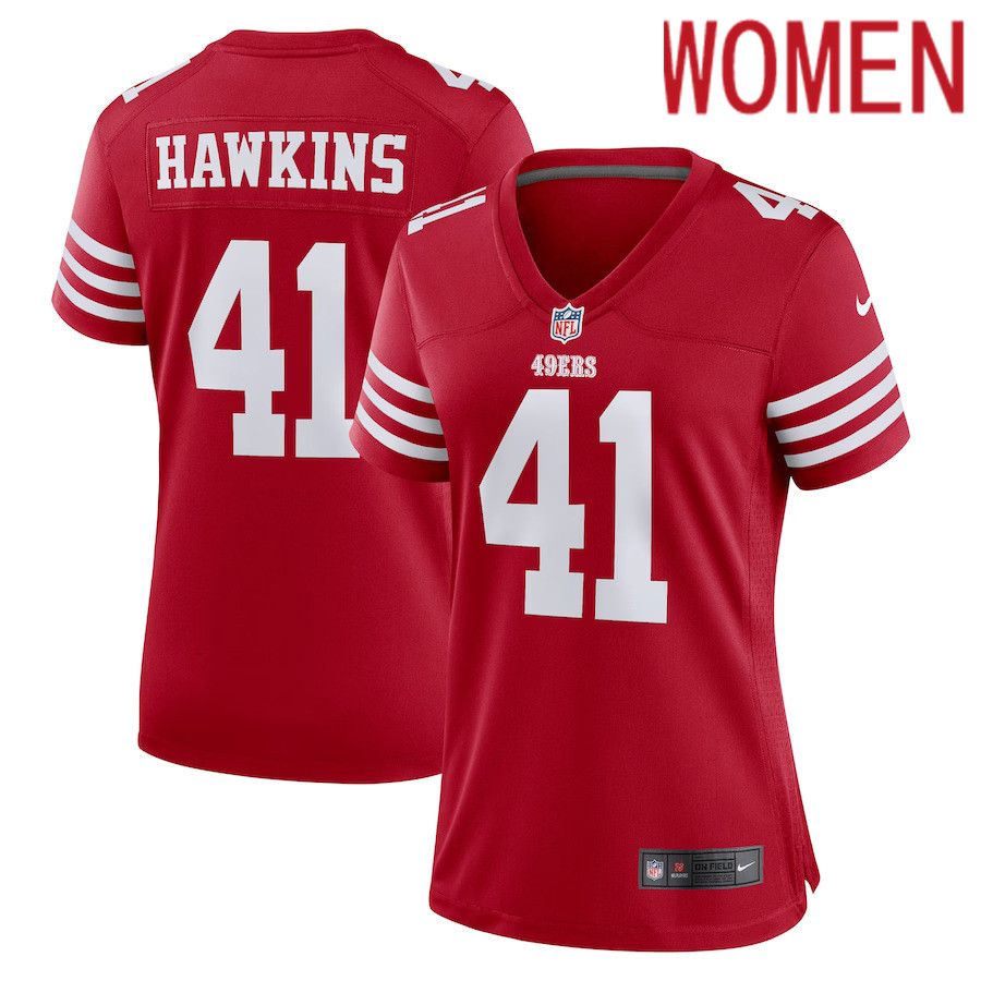 Women San Francisco 49ers 41 Tayler Hawkins Nike Scarlet Game Player NFL Jersey